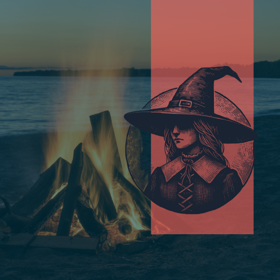 Heks og bål på stranden