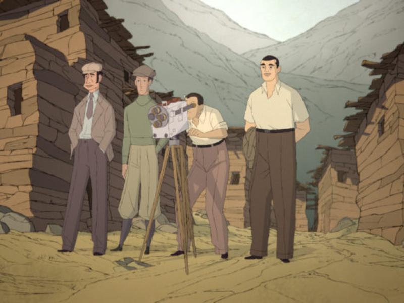 animationsfilm, fire filmfolk ser på locations